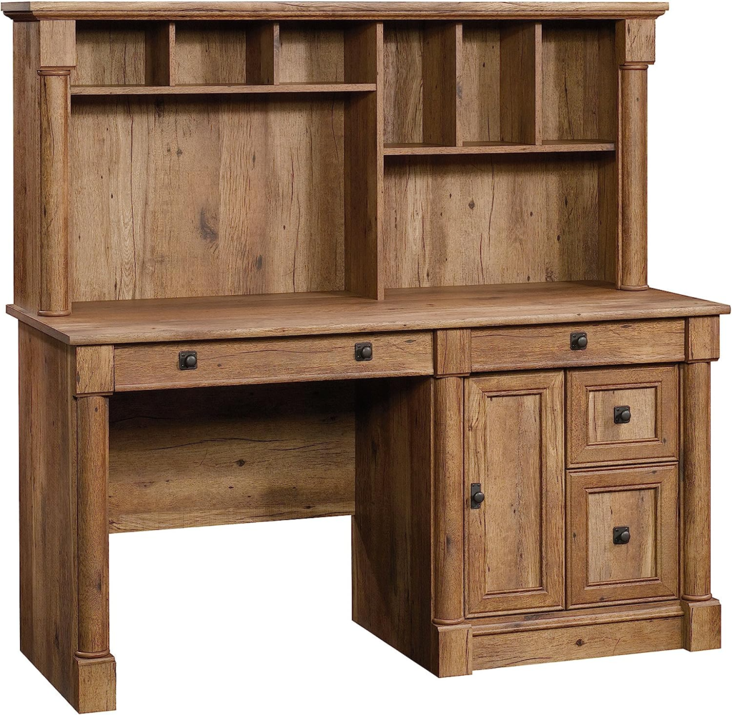 desk with drawers and hutch