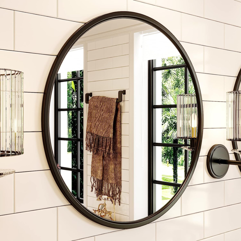 black farmhouse bathroom vanity mirror