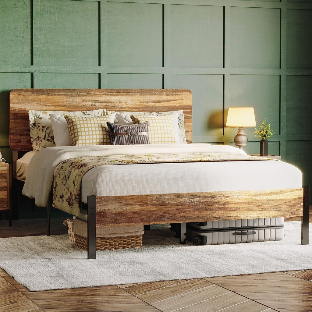 farmhouse bed frame with lights
