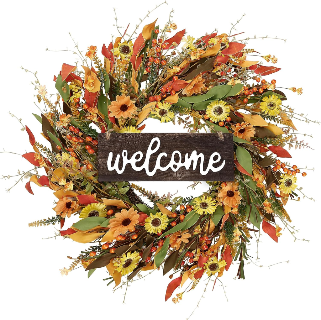 large outdoor fall wreath