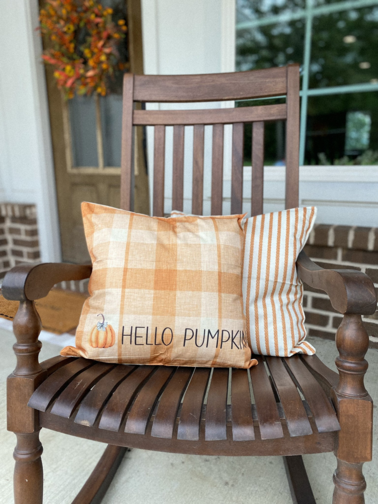 fall porch decor with crates
