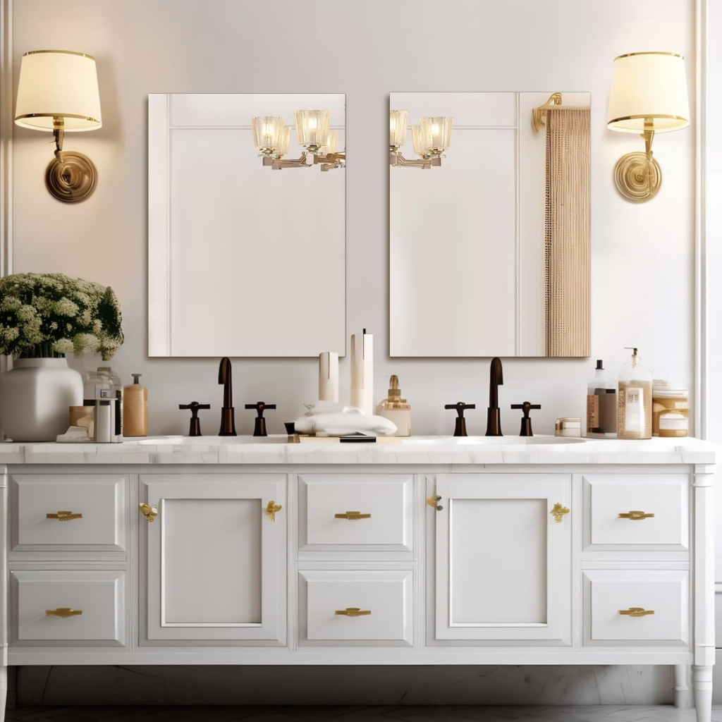 bathroom vanity mirror with lights and storage